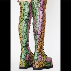 Dolls Kill | Shoes | Dolls Kill Club Exx Neon Venom Thigh High Boots